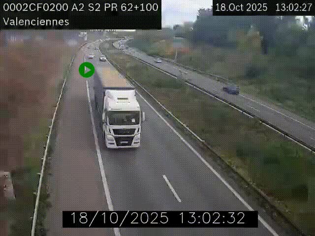 Webcam autoroute A2 à Valenciennes. Vue orientée vers Maubeuge et Mons (Belgique)