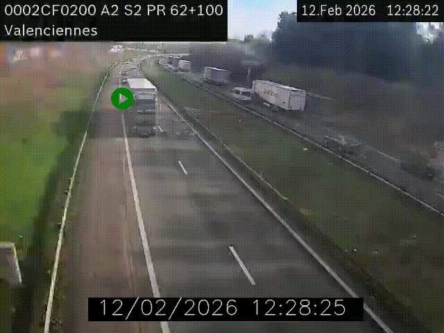 <h2>Webcam autoroute A2 à Valenciennes. Vue orientée vers Maubeuge et Mons (Belgique)</h2>