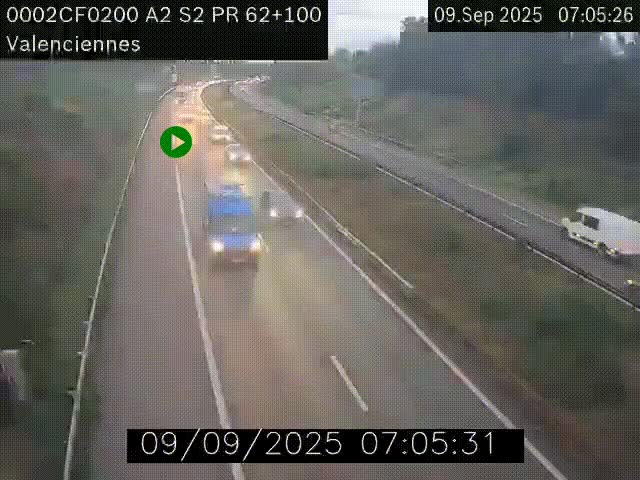 <h2>Webcam autoroute A2 à Valenciennes. Vue orientée vers Maubeuge et Mons (Belgique)</h2>
