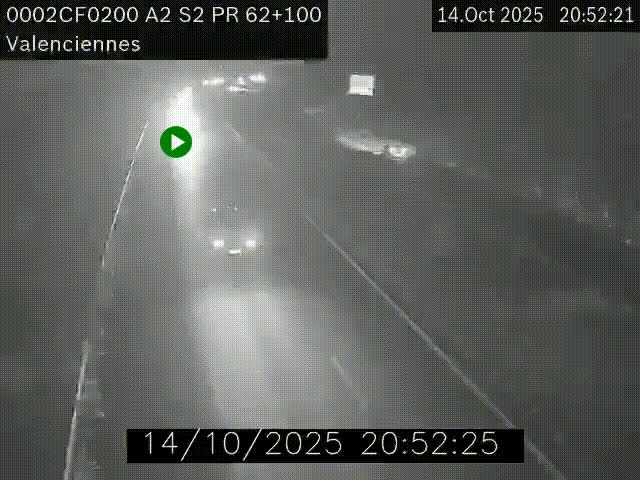 <h2>Webcam autoroute A2 à Valenciennes. Vue orientée vers Maubeuge et Mons (Belgique)</h2>