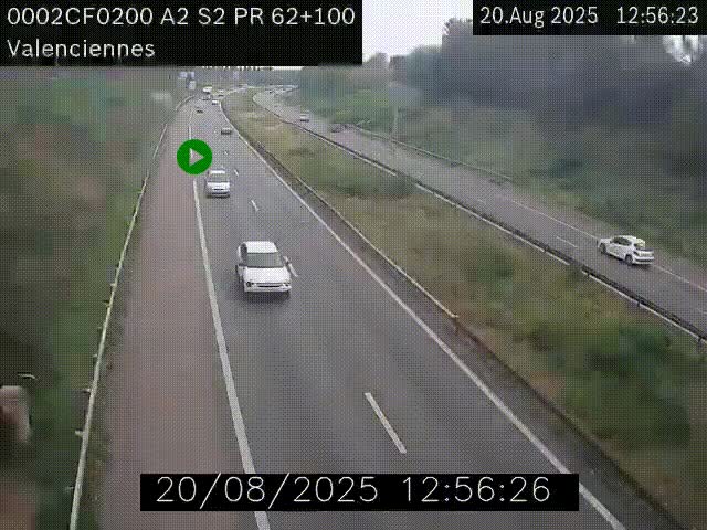<h2>Webcam autoroute A2 à Valenciennes. Vue orientée vers Maubeuge et Mons (Belgique)</h2>