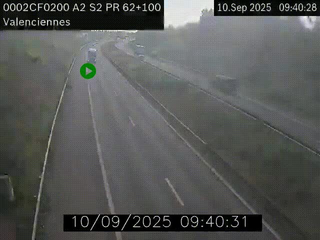 <h2>Webcam autoroute A2 à Valenciennes. Vue orientée vers Maubeuge et Mons (Belgique)</h2>