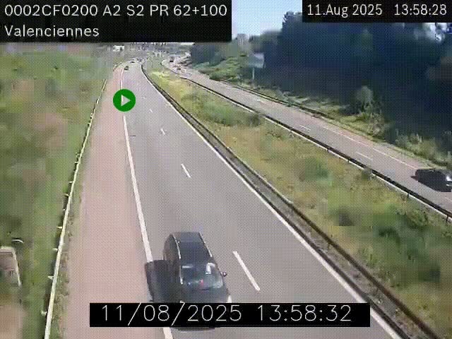 <h2>Webcam autoroute A2 à Valenciennes. Vue orientée vers Maubeuge et Mons (Belgique)</h2>