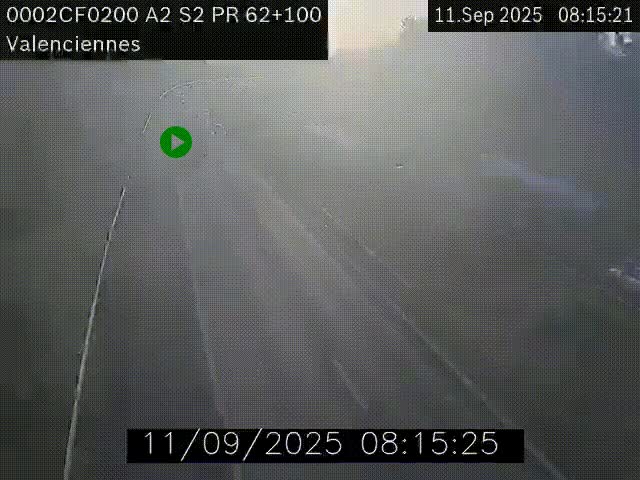 <h2>Webcam autoroute A2 à Valenciennes. Vue orientée vers Maubeuge et Mons (Belgique)</h2>