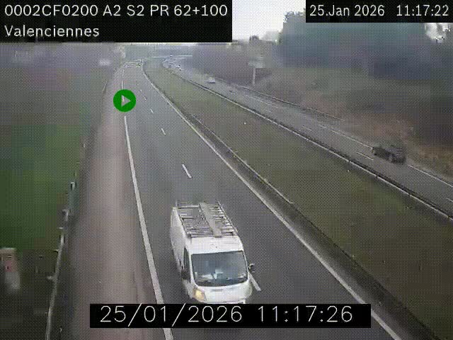 <h2>Webcam autoroute A2 à Valenciennes. Vue orientée vers Maubeuge et Mons (Belgique)</h2>