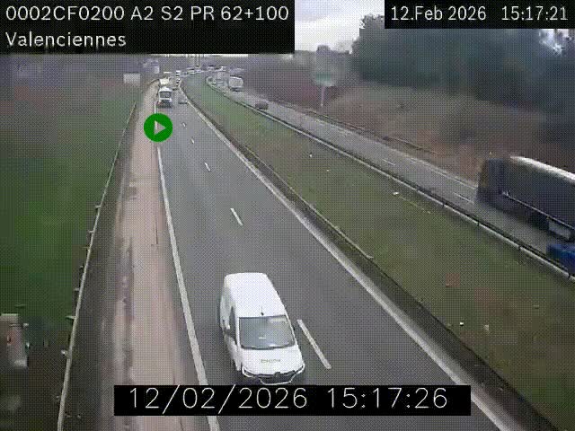 <h2>Webcam autoroute A2 à Valenciennes. Vue orientée vers Maubeuge et Mons (Belgique)</h2>