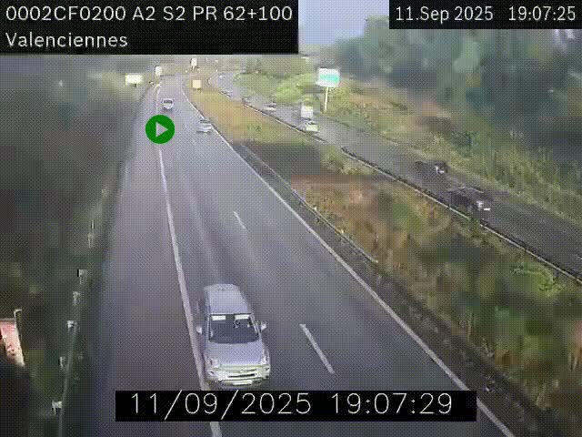 <h2>Webcam autoroute A2 à Valenciennes. Vue orientée vers Maubeuge et Mons (Belgique)</h2>