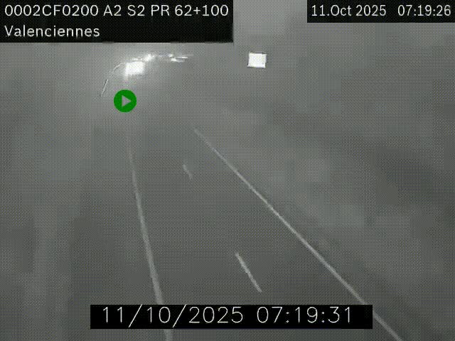 <h2>Webcam autoroute A2 à Valenciennes. Vue orientée vers Maubeuge et Mons (Belgique)</h2>