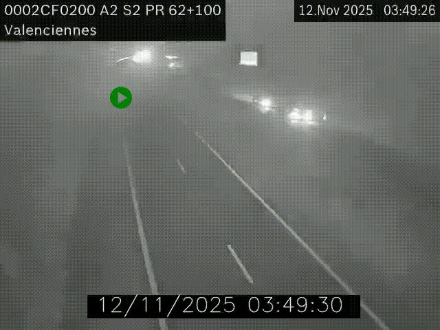 <h2>Webcam autoroute A2 à Valenciennes. Vue orientée vers Maubeuge et Mons (Belgique)</h2>