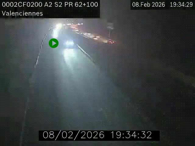 <h2>Webcam autoroute A2 à Valenciennes. Vue orientée vers Maubeuge et Mons (Belgique)</h2>