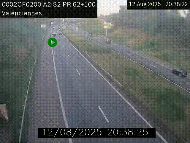 <h2>Webcam autoroute A2 à Valenciennes. Vue orientée vers Maubeuge et Mons (Belgique)</h2>
