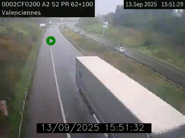 <h2>Webcam autoroute A2 à Valenciennes. Vue orientée vers Maubeuge et Mons (Belgique)</h2>