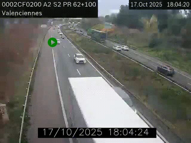 <h2>Webcam autoroute A2 à Valenciennes. Vue orientée vers Maubeuge et Mons (Belgique)</h2>