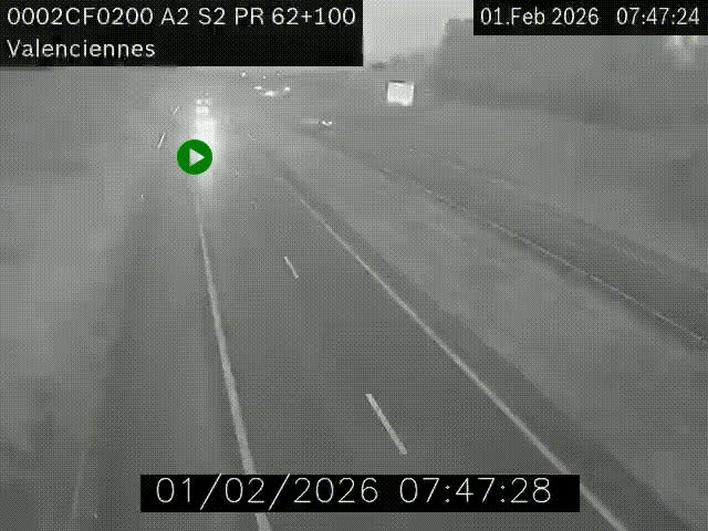 <h2>Webcam autoroute A2 à Valenciennes. Vue orientée vers Maubeuge et Mons (Belgique)</h2>