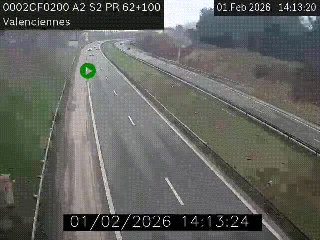 <h2>Webcam autoroute A2 à Valenciennes. Vue orientée vers Maubeuge et Mons (Belgique)</h2>