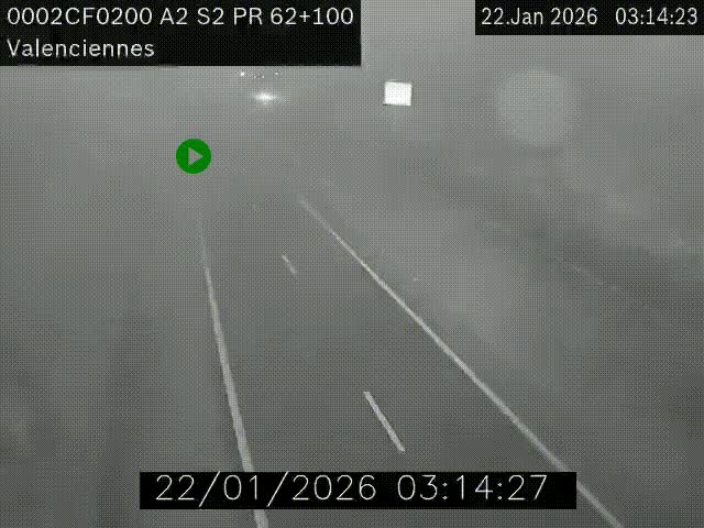 <h2>Webcam autoroute A2 à Valenciennes. Vue orientée vers Maubeuge et Mons (Belgique)</h2>