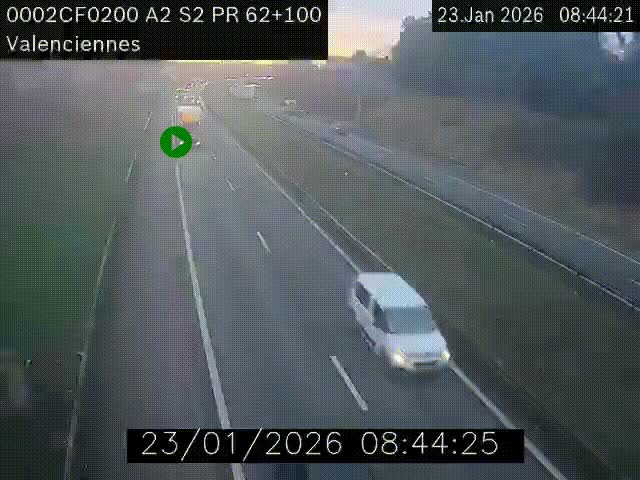 <h2>Webcam autoroute A2 à Valenciennes. Vue orientée vers Maubeuge et Mons (Belgique)</h2>