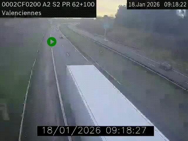 <h2>Webcam autoroute A2 à Valenciennes. Vue orientée vers Maubeuge et Mons (Belgique)</h2>
