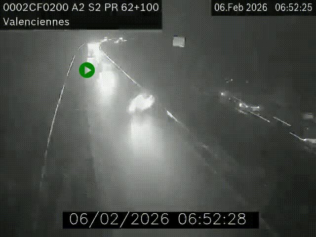 <h2>Webcam autoroute A2 à Valenciennes. Vue orientée vers Maubeuge et Mons (Belgique)</h2>