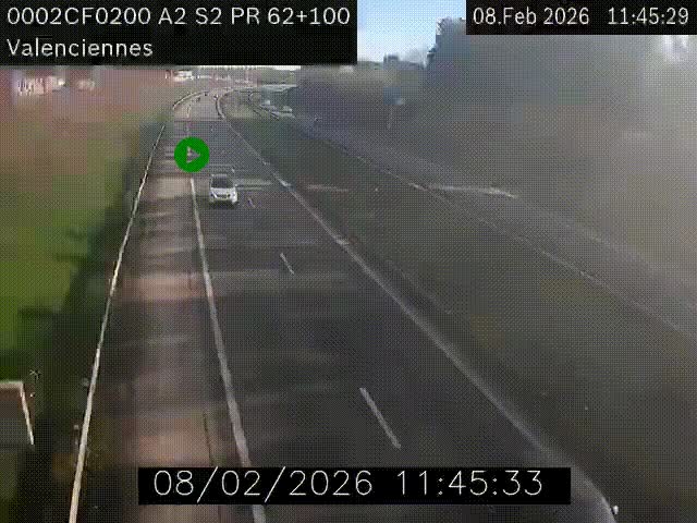 <h2>Webcam autoroute A2 à Valenciennes. Vue orientée vers Maubeuge et Mons (Belgique)</h2>