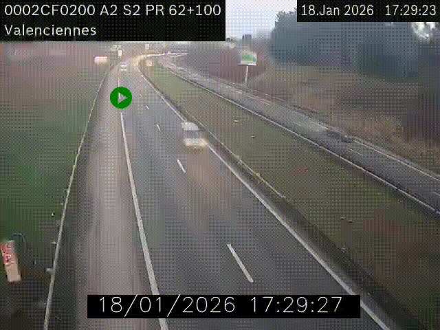 <h2>Webcam autoroute A2 à Valenciennes. Vue orientée vers Maubeuge et Mons (Belgique)</h2>