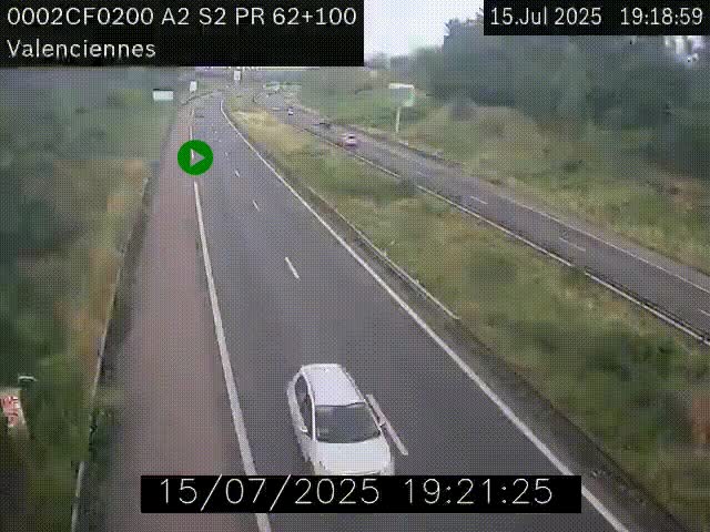 Webcam autoroute A2 à Valenciennes. Vue orientée vers Maubeuge et Mons (Belgique)