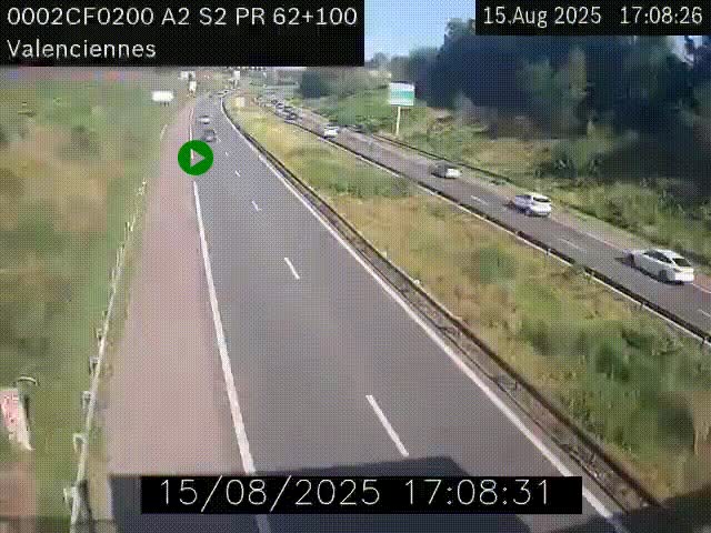 <h2>Webcam autoroute A2 à Valenciennes. Vue orientée vers Maubeuge et Mons (Belgique)</h2>