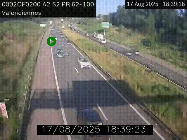 <h2>Webcam autoroute A2 à Valenciennes. Vue orientée vers Maubeuge et Mons (Belgique)</h2>