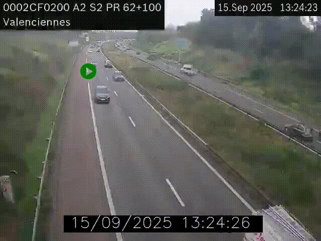 <h2>Webcam autoroute A2 à Valenciennes. Vue orientée vers Maubeuge et Mons (Belgique)</h2>