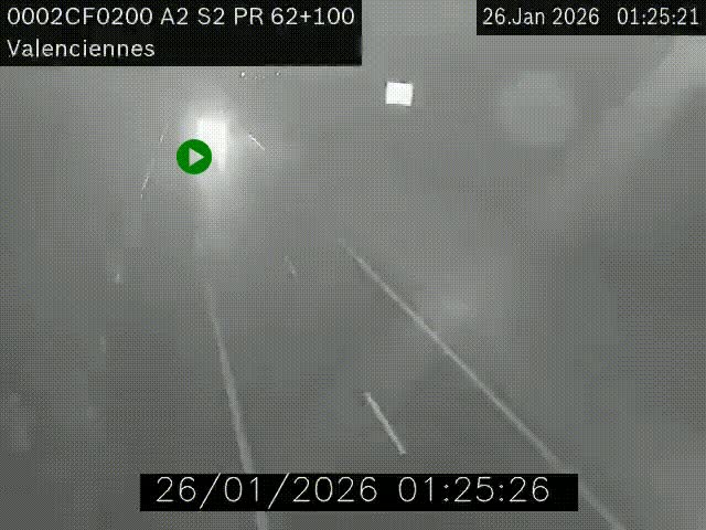 <h2>Webcam autoroute A2 à Valenciennes. Vue orientée vers Maubeuge et Mons (Belgique)</h2>