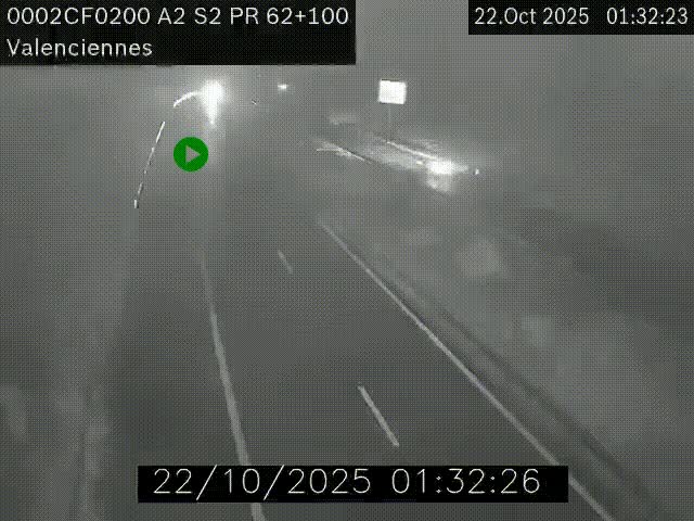 <h2>Webcam autoroute A2 à Valenciennes. Vue orientée vers Maubeuge et Mons (Belgique)</h2>