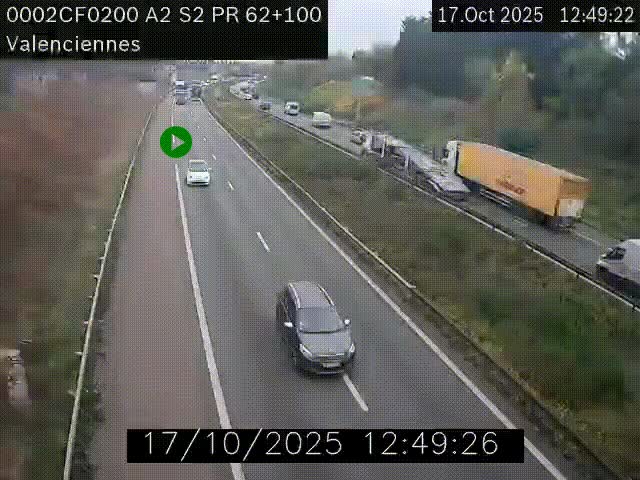 <h2>Webcam autoroute A2 à Valenciennes. Vue orientée vers Maubeuge et Mons (Belgique)</h2>