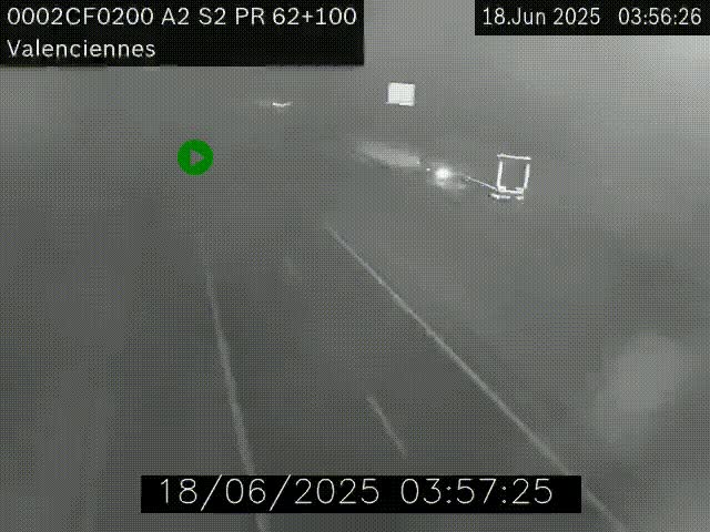 <h2>Webcam autoroute A2 à Valenciennes. Vue orientée vers Maubeuge et Mons (Belgique)</h2>