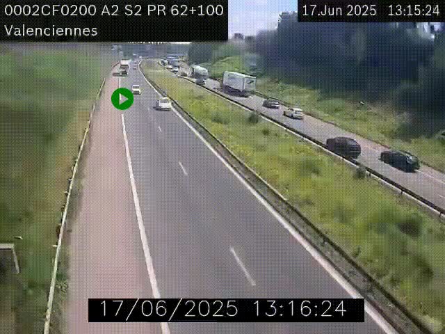 Webcam autoroute A2 à Valenciennes. Vue orientée vers Maubeuge et Mons (Belgique)