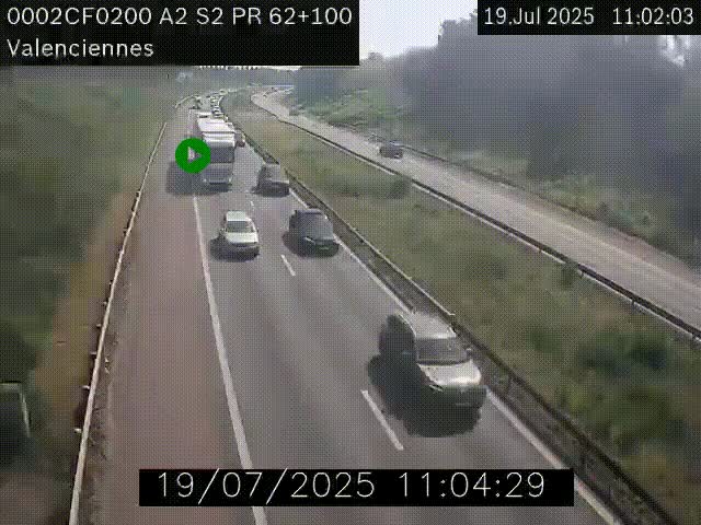 <h2>Webcam autoroute A2 à Valenciennes. Vue orientée vers Maubeuge et Mons (Belgique)</h2>