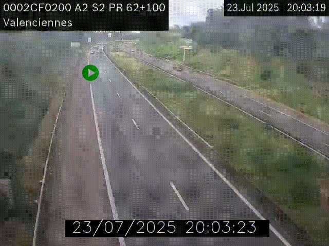 <h2>Webcam autoroute A2 à Valenciennes. Vue orientée vers Maubeuge et Mons (Belgique)</h2>