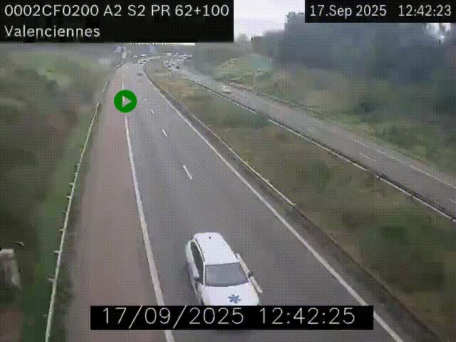 <h2>Webcam autoroute A2 à Valenciennes. Vue orientée vers Maubeuge et Mons (Belgique)</h2>