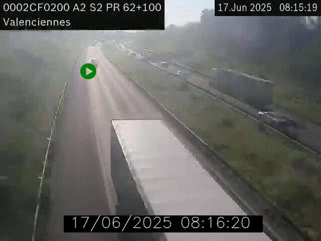 Webcam autoroute A2 à Valenciennes. Vue orientée vers Maubeuge et Mons (Belgique)