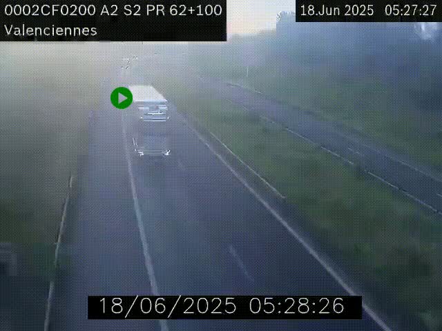 Webcam autoroute A2 à Valenciennes. Vue orientée vers Maubeuge et Mons (Belgique)
