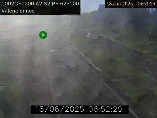 Webcam autoroute A2 à Valenciennes. Vue orientée vers Maubeuge et Mons (Belgique)