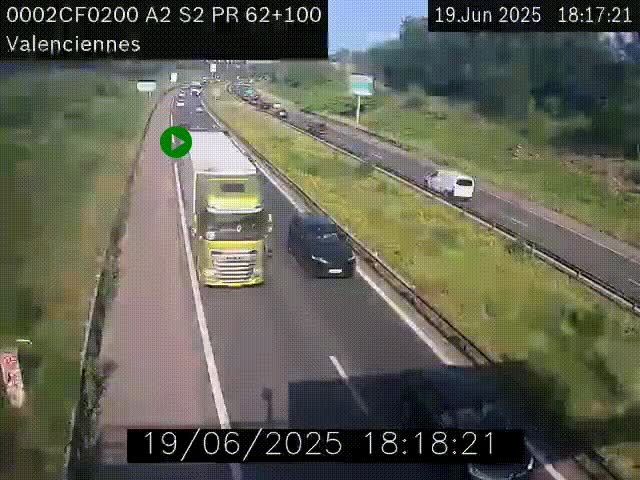 Webcam autoroute A2 à Valenciennes. Vue orientée vers Maubeuge et Mons (Belgique)