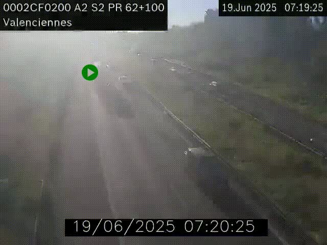 Webcam autoroute A2 à Valenciennes. Vue orientée vers Maubeuge et Mons (Belgique)