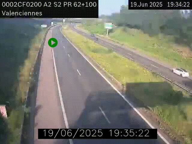 Webcam autoroute A2 à Valenciennes. Vue orientée vers Maubeuge et Mons (Belgique)