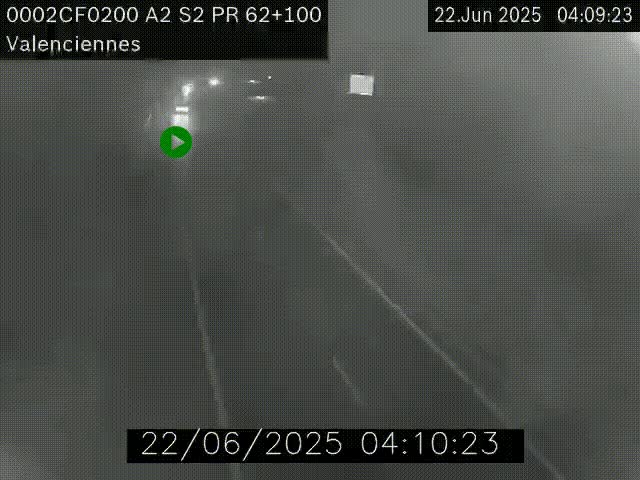 Webcam autoroute A2 à Valenciennes. Vue orientée vers Maubeuge et Mons (Belgique)