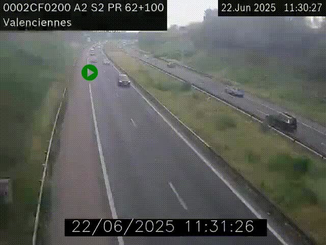 Webcam autoroute A2 à Valenciennes. Vue orientée vers Maubeuge et Mons (Belgique)