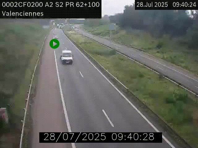 Webcam autoroute A2 à Valenciennes. Vue orientée vers Maubeuge et Mons (Belgique)