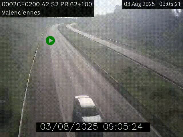 Webcam autoroute A2 à Valenciennes. Vue orientée vers Maubeuge et Mons (Belgique)