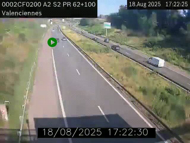 Webcam autoroute A2 à Valenciennes. Vue orientée vers Maubeuge et Mons (Belgique)