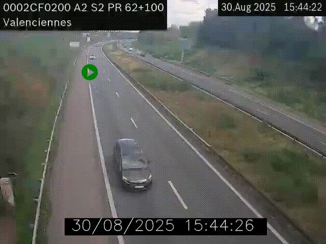 Webcam autoroute A2 à Valenciennes. Vue orientée vers Maubeuge et Mons (Belgique)