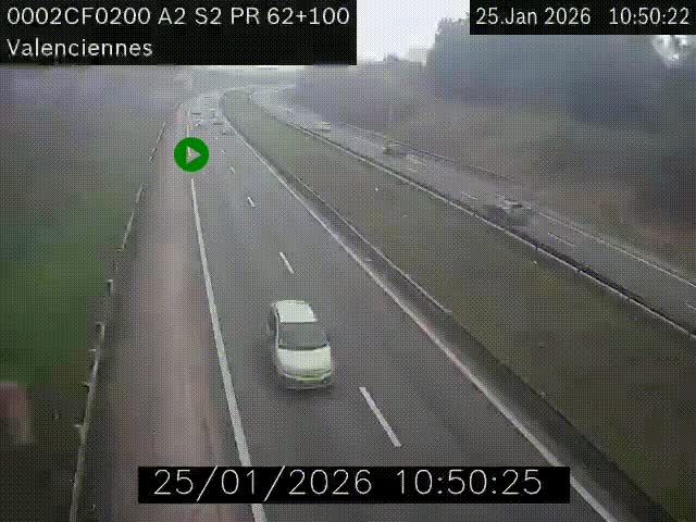 Webcam autoroute A2 à Valenciennes. Vue orientée vers Maubeuge et Mons (Belgique)